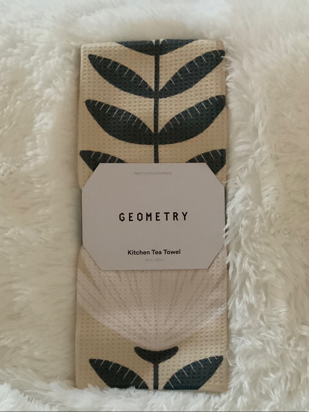 Geometry Kitchen Tea Towel in Cream and Black